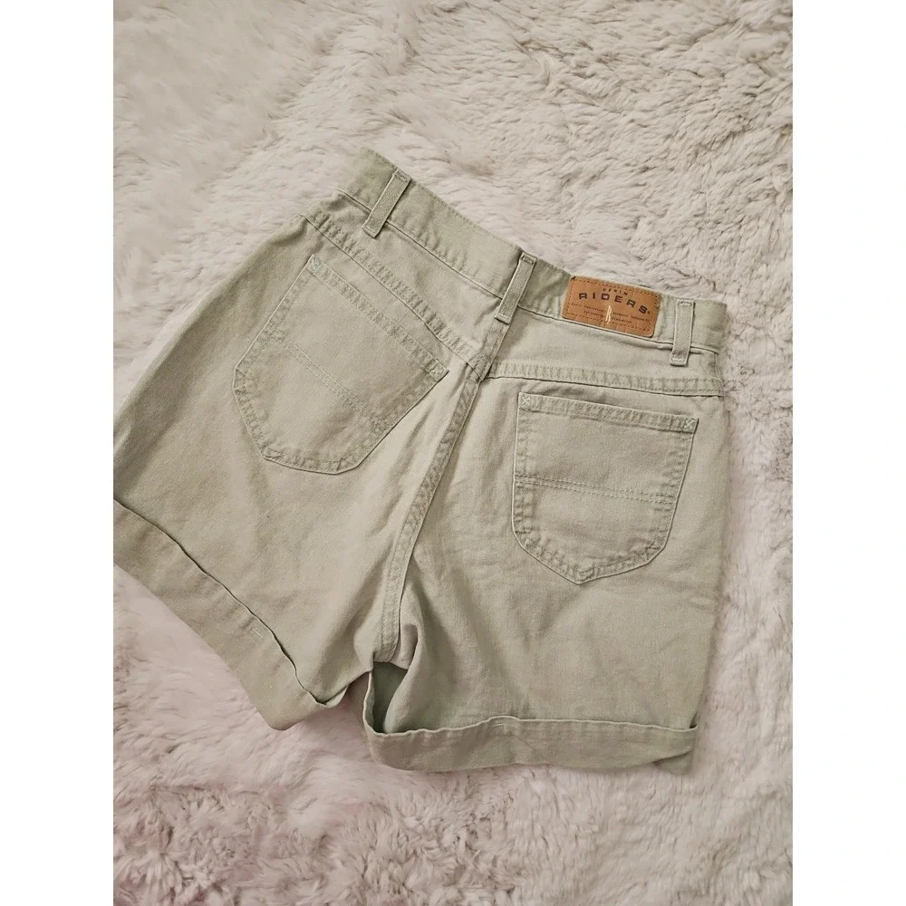 VTG 90s Denim Riders High Waisted Sage Green Shorts Women's Size 6M 26